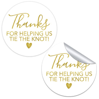 Thanks for Helping Us Tie the Knot Gold Foil Favor Stickers
