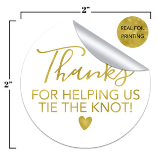 Thanks for Helping Us Tie the Knot Gold Foil Favor Stickers
