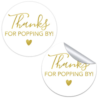 Thanks For Popping By Gold Foil Favor Stickers