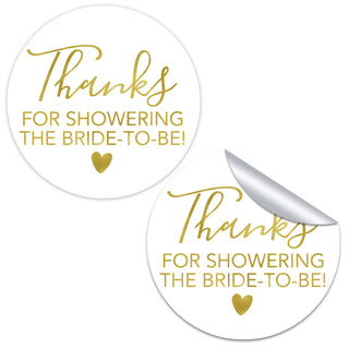 Thanks for Showering the Bride to Be Gold Foil Stickers
