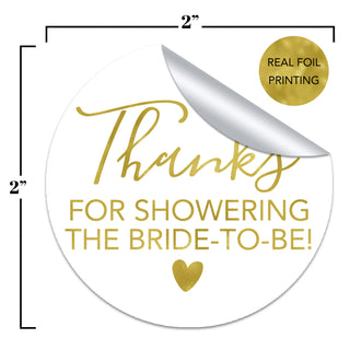 Thanks for Showering the Bride to Be Gold Foil Stickers