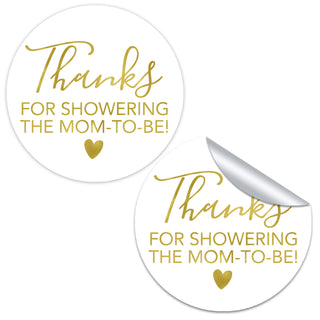 Thanks for Showering the Mom to Be Gold Foil Stickers