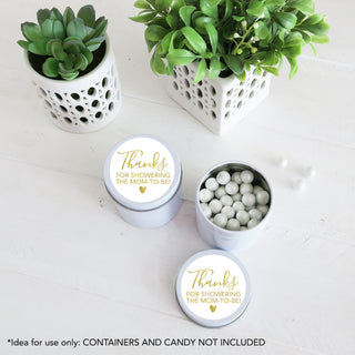 Thanks for Showering the Mom to Be Gold Foil Stickers