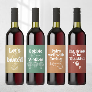 Thanksgiving Funny Wine Bottle Labels
