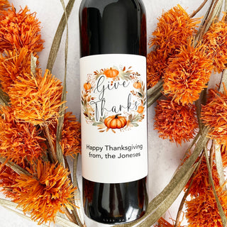 Thanksgiving Wine Bottle Label