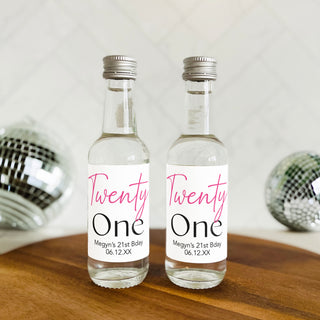 Twenty One Birthday Mini Shot Labels