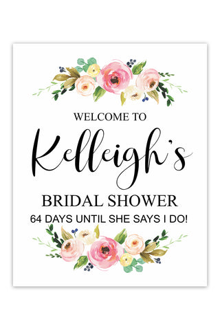 Watercolor Floral Bridal Shower Welcome Sign