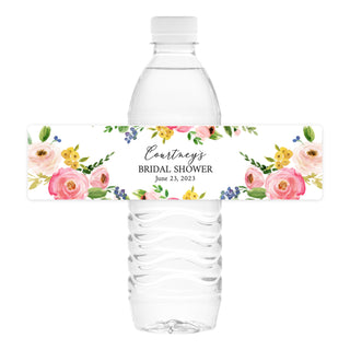 Watercolor Floral Water Bottle Labels