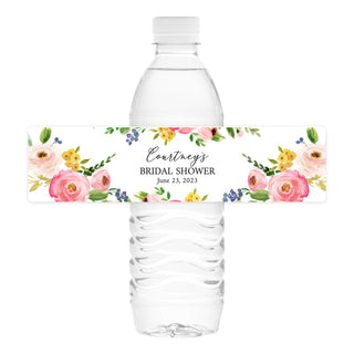 Watercolor Floral Water Bottle Labels