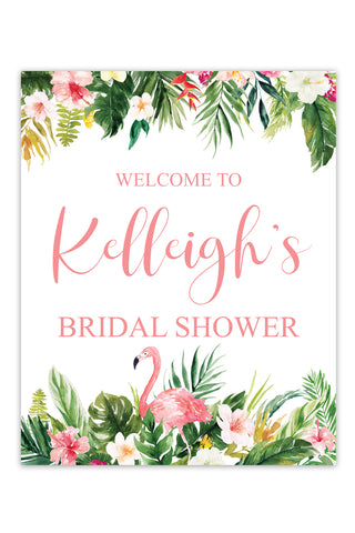 a welcome sign for a tropical bridal shower