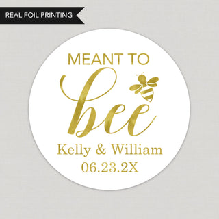 a round sticker with the words meant to bee on it