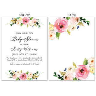 a floral baby shower is shown with a white background