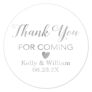 a wedding sticker with the words thank you for coming