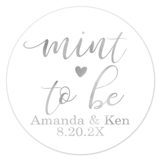 a round sticker with the words, mint to be printed on it