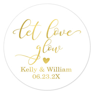 a round sticker with the words let love go on
