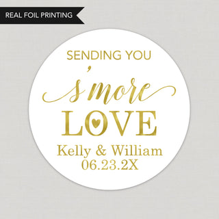 a round sticker that says sending you smore love
