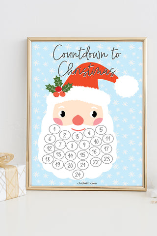 Santa Christmas Countdown Free Printable Poster