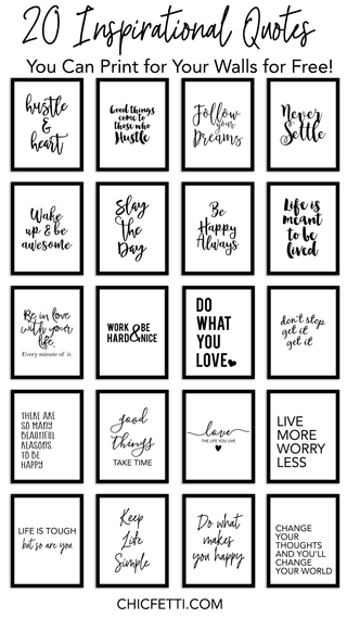 20 Inspirational Quotes you can print for your walls for free!