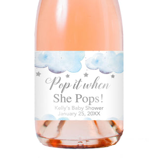 Pop it When She Pops Twinkle Blue Champagne Labels