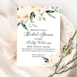 Blush Ivory Floral Printable Invitation