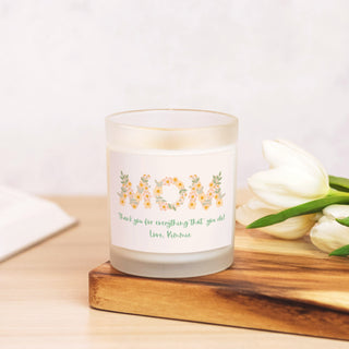 Mom Floral Candle Frosted Glass - 11 oz