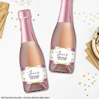 Purple Floral  Champagne Labels