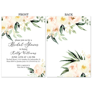 Blush Ivory Floral Bridal Shower Invitations