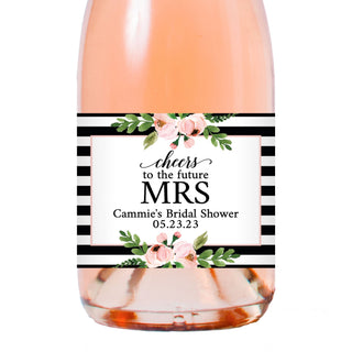 Floral Striped Future Mrs  Champagne Labels