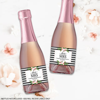 Floral Striped Future Mrs  Champagne Labels