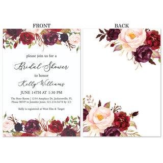 Marsala Floral Bridal Shower Invitations