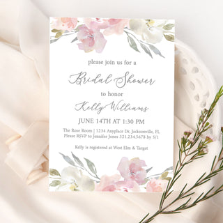 Blush Floral Bridal Shower Invitations