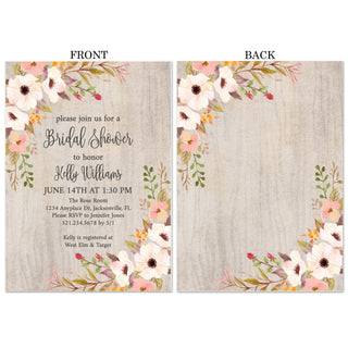 Rustic Floral Bridal Shower Invitations