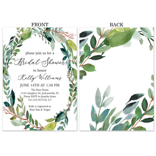 Greenery Wreath Bridal Shower Invitations