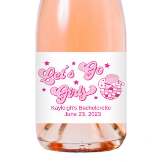 Let's Go Girls Mini Champagne Bottle Labels on mini champagne bottles