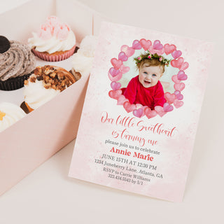 Little Sweetheart Photo Invitations containing personalized photo and invitation text