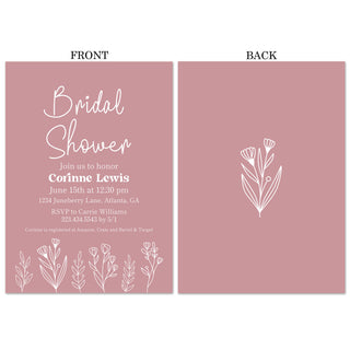 Dusty Rose Floral Bridal Shower Invitations