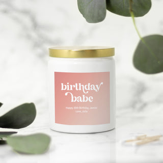 Birthday Babe Candle White Ceramic - 8 oz
