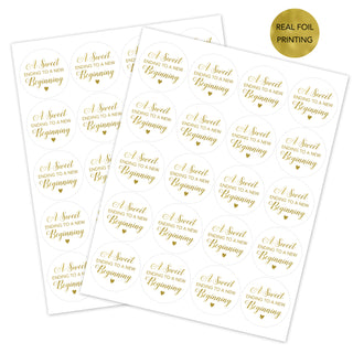 A Sweet Ending to a New Beginning Gold Foil Favor Stickers