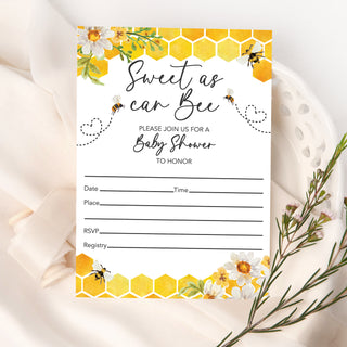 Sweet as Can Bee Baby Shower Invitations - 20 ct