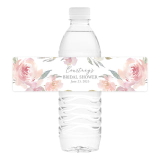 Blush Floral Water Bottle Labels