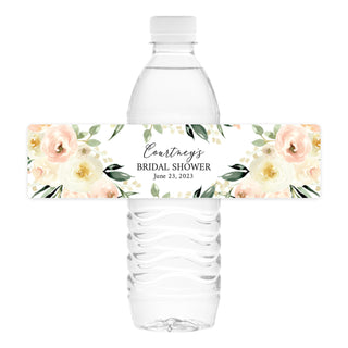 Blush Ivory Floral Water Bottle Labels
