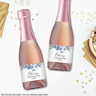 Blue Floral  Champagne Labels