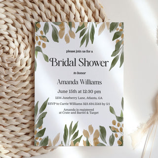 Greenery Printable Bridal Shower Invitation