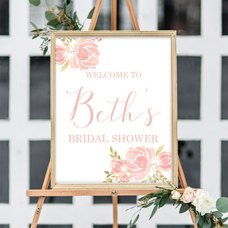 Blush Peonies Bridal Shower Welcome Sign