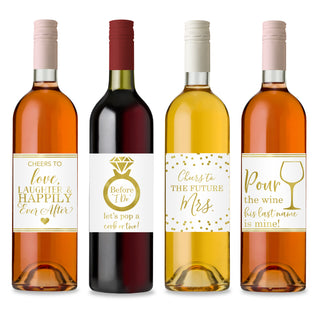 Bridal Shower Wine Bottle Labels (Set of 4)