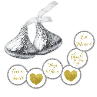 Wedding Candy Kiss Gold Foil Stickers