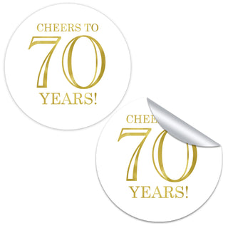 Cheers to 70 Years Favor Stickers