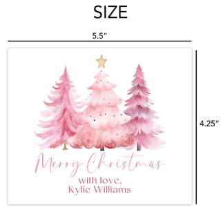 Pink Christmas Tree Holiday Cards
