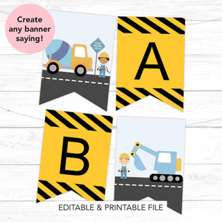 Construction Party Printable Banner