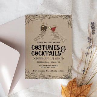 Costumes and Cocktails Halloween Printable Invitation